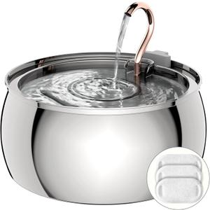 135oz/4.0L Large Capacity Cat Water Fountain - Elegant Swan Copper Spout Design Cat Fountain for Drinking - Ultra Quiet Kitty Drinking Fountain - Comes with 3 Replacement Filters