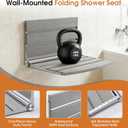 20" Folding Shower Seat, Fold Down Shower Seat Wall Mounted, Stainless Steel Frame with HDPS Seat, 400 lb Load Capacity, Folding Shower Bench for Seniors & Elderly (Gray)