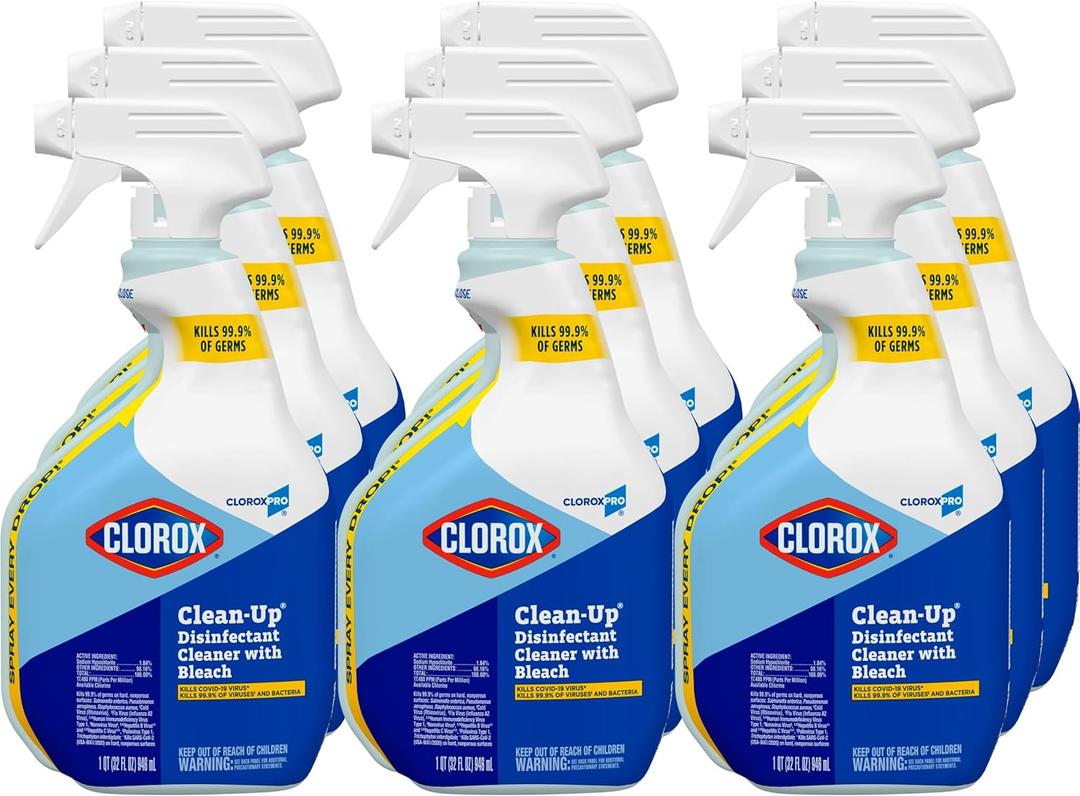 CloroxPro Clorox Clean-Up Disinfectant Cleaner with Bleach Spray, 32 Ounces Each (Pack of 8) (35417)