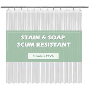 EHZNZIE Clear Shower Curtain Liner Light Weight PEVA, Shower Liner 72x72 Inches, Waterproof, No Chemical Smell with 12 Rust Proof Metal Grommets Holes for Bathroom Shower Curtain