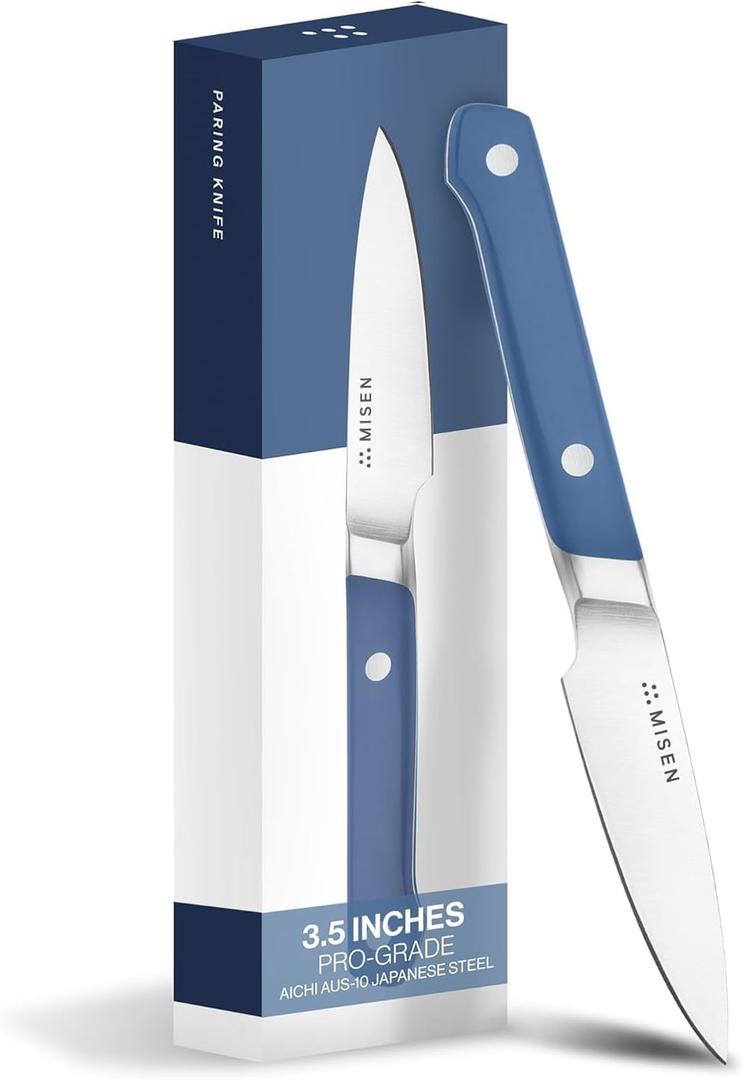 Misen Paring Knife  Precision Kitchen Knife with High-Carbon Stainless Steel Blade  Ergonomic Handle for Peeling, Trimming, and Slicing  Lightweight, Versatile Tool for All Culinary Tasks - Blue