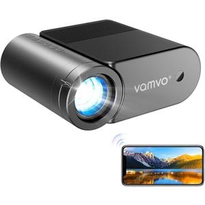 vamvo Portable Projector WiFi VideoProjector 1080P 200" Portable Movie Projector, Outdoor Projectors with Stylish streamlined Design, Compatible with phone/ Tablet/ Laptop/ TV Stick/ PS4 etc.