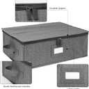 China Storage Containers Hard Shell 2 Pack, Platter Storage Case 17" x 13" x 6", 5 Felt Dividers Included, Structured Top and Stackable (Linen Grey)