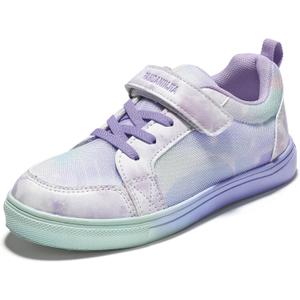 PANDANINJIA Girls Shoes Little Kids Toddler Sneaker with Hook and Loop Casual Party School Dream Color Shoes (Purple, 3)