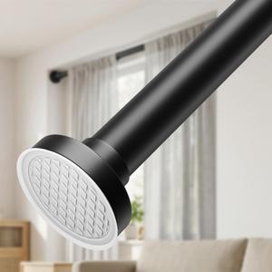 ALLZONE Adjustable Tension Curtain Rod, 40-157 inches, Heavy Duty Curtain Rods No Drilling, Anti-Slip Tension Rod for Window, Shower, Outdoor & Patio, Easy to Install, 1.26In Diameter, Black