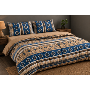 Boho Comforter Set Full Size 7 Piece Bed in a Bag Soft Brown Striped Bedding Sets Bohemian Comforters with Sheet Set, Microfiber Aztec Complete Sets for All Season, 4 Pillowcases, 2 Sheets, 1 Blanket