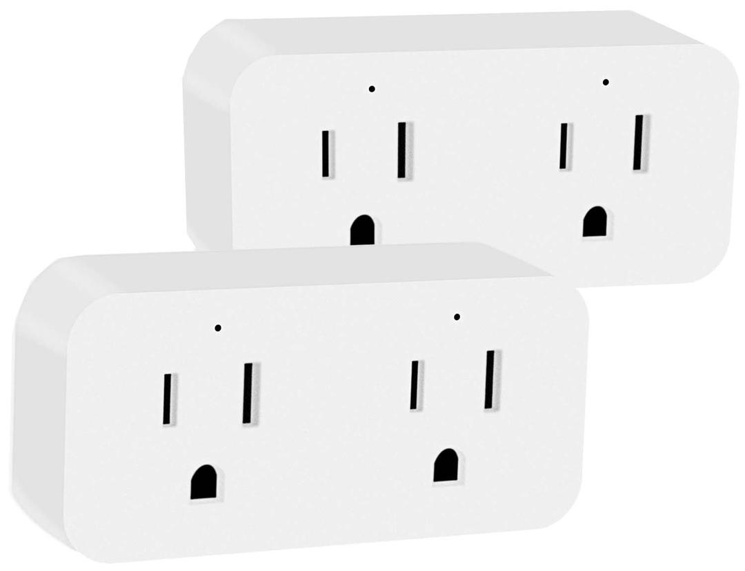 QIACHIP 16A WiFi Dual Smart Socket Outlet Plug 2 pack,Ewelink APP Control Remote Switch with Timer,2-in-1 Compact Design,Compatible with Alexa,Google Home, SmartThings