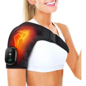 ERHIVORA Shoulder Heating Pad with Massage, FSA Eligible Items List, Heated Shoulder Wrap for Pain Cordless, HSA Approved Products Only (Black)