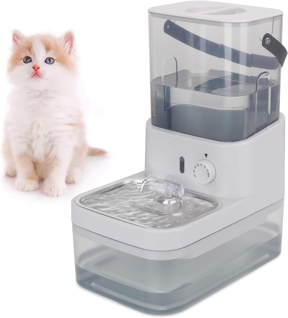 Smart Cat Water Fountain No Filter,Cat Drinking Water Fountain Bowl,Battery Operated Filterless Pet Water Fountain