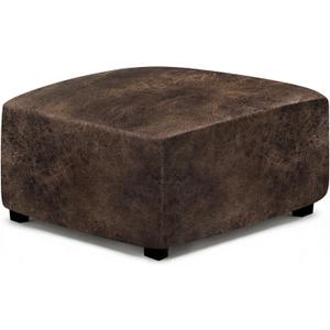 ANARACHON Leather Like Ottoman Cover, Stretch Small Square Ottoman Covers, Rectangular Ottoman Slipcovers with Removable Washable Non-Slip Elastic Bottom for Footstools (02 Brown, XX-Large)