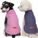 2 Pack Dog Sweater Clothes Soft Velvet Fabric Coat Dog Sweatshirt Sweaters for Small Medium Large Dogs Pullover Turtleneck Pet Puppy Clothes Cold Weather Warm Puppy Sweater (M (Back: 13.39",Chest: 17.32", 8-12 lbs), Navy Stripe+Purple)