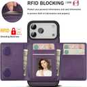 for iPhone 17 pro max Wallet Case, 2-in-1 Detachable Phone Case, Card Holder RFID Blocking, Fashionable Faux Leather Card Slot & Folding Design (Purple)