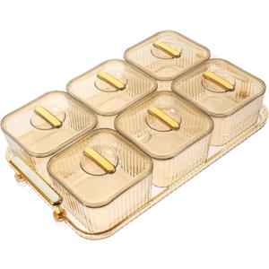 GLEAVI 1 Set Divided Appetizer Tray Dip Serving Bowl Clear Fruit Tray with Lid Dry Fruit Bowl with Cover Desserts Serving Plate Dry Fruit Tray with Lid Coffee Table