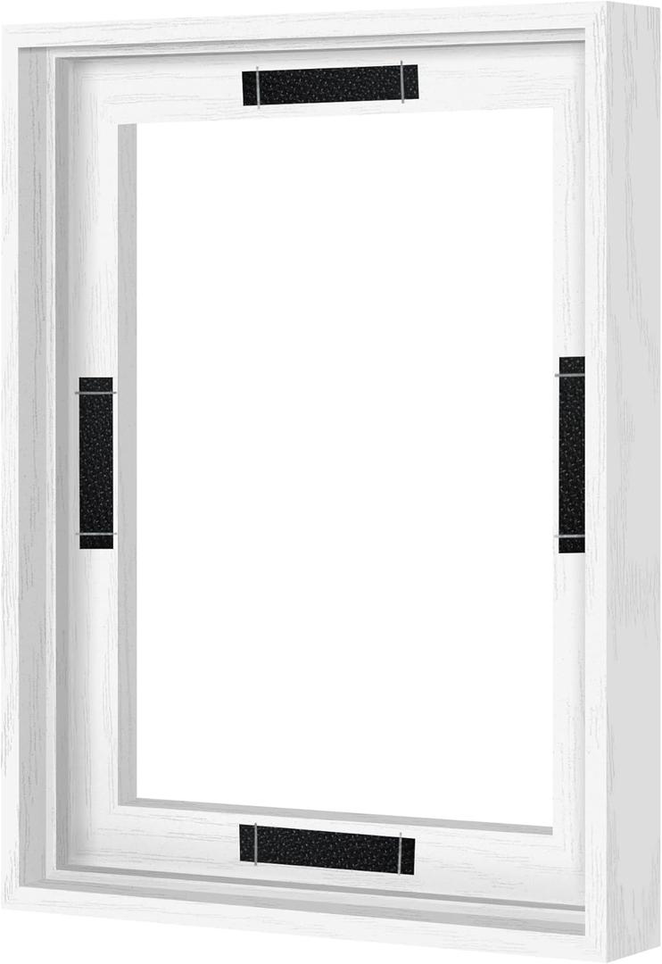 Abtgt 8x10 Canvas Floating Frame with 0.9" Deep, White Floater Frame for Canvas Paintings with Adhesive, Vertical or Horizontal Wall Art frame for Prints Oil Painting Diamond Decor, 1 Pack.