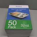 Dealusy 50 Pack (100-Piece) 32 oz Meal Prep Containers Reusable with Lids, Sturdy Leakproof & Food Safe, Microwave, Freezer, Dishwasher Safe Prep Containers, To Go Take Out Plastic Food Storage