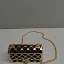 CARIEDO Women Evening Bag Elegant Clutch Purse Exquisite Velvet Metal Hollow out Handbags Prom Wedding Party (5700black)