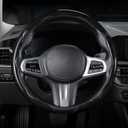 Carbon Fiber Steering Wheel Cover, Snap on Car Steering Wheel Cover Set Accessories 3pcs Wrap Grip Non Slip Protector Universal Glossy, Black
