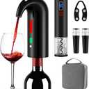 Wine Opener Valentines Day Gift Set with Electric Wine Bottle Opener, Wine Decanter&Wine Aerator and Pourer, wine stopper, Foil Cutter and EVA Storage Bag, Rechargeable and Automatic(Black) (Silk Anthracite)