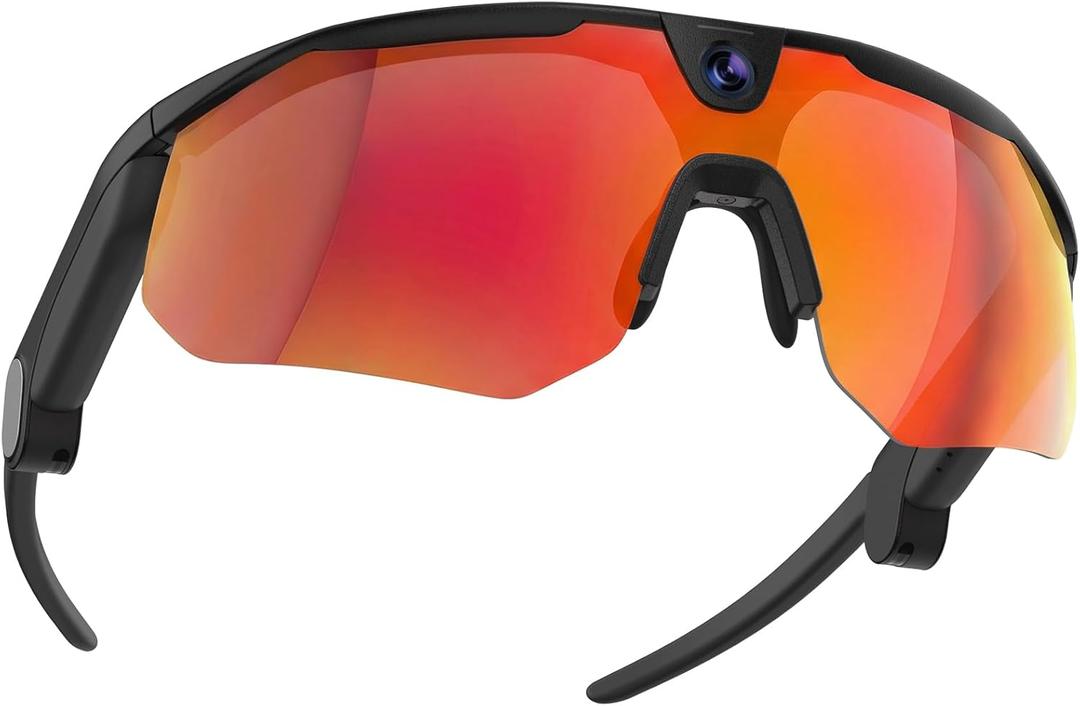 Ranger AI Sports Camera Glasses with 16MP,120FOV, EIS stabilization Camera,1080P Video RecordingUV 400 Protection, OpenEar Audio with walkie-Talkie for Outdoor Sports Black