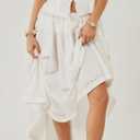 Women Summer Boho Maxi Skirt Tie Front Flowy Hollow Eyelet High Waist Long Skirts Fashion Clothes 2026