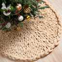 Zomiboo Chunky Knitted Christmas Tree Skirt, 36 Inch Beige Crochet Tree Skirt, Chunky Knit Thick Rustic Christmas Trees Decorations, Farmhouse Xmas Holiday Party Decor