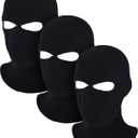 Full Face Cover Knitted Balaclava Face Mask Winter Ski Mask for Winter Adult Supplies (Black, 2 Hole)