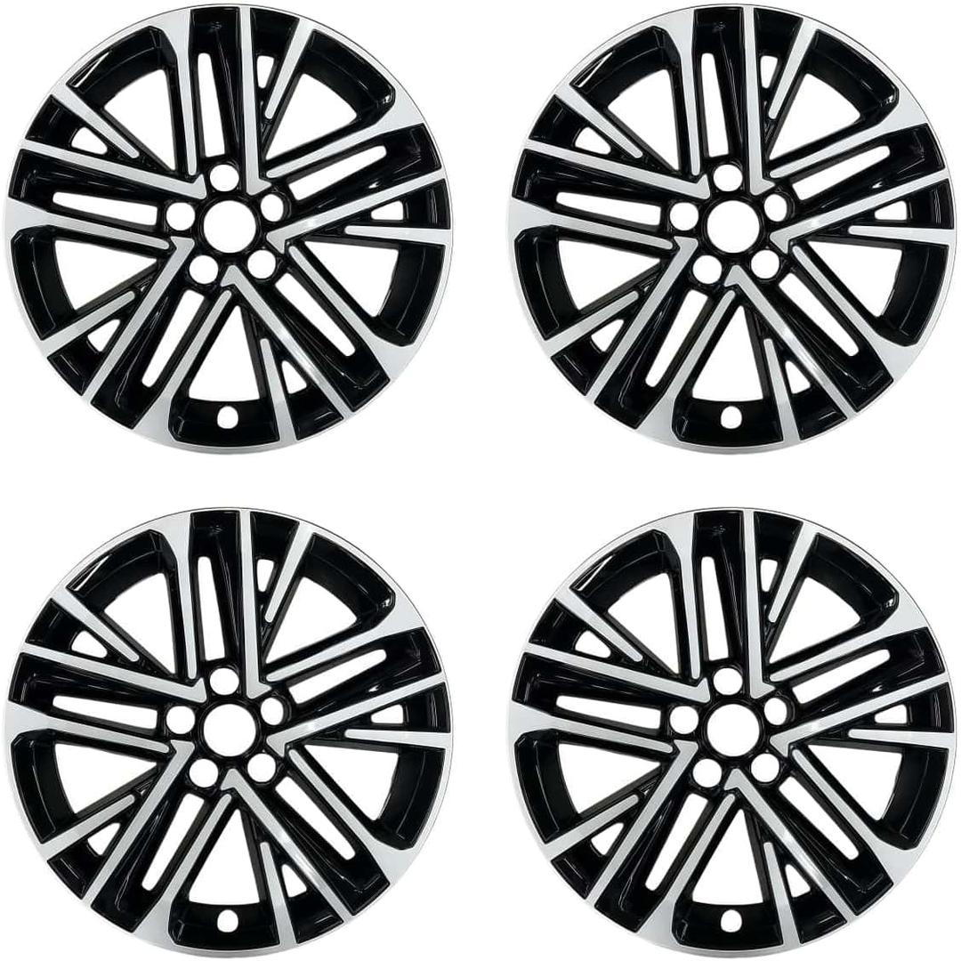 18-Inch Wheel Skin Set Compatible with Toyota Camry 2025 Wheel Covers; Set of 4 Pack; ABS Premium Quality; Snap On Installation (Black&Silver)