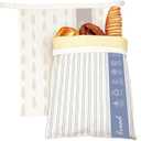 2 Pack Reusable Beeswax Bread Bags for Sourdough & Homemade Bread, Cotton Waxed Bags Keeps Fresh Longer XL Food Storage Bags with Beeswax Lining, Freezer Safe, Baking Supplies for Sourdough