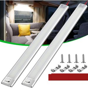 CT CAPETRONIX 12v LED Interior Light Bar, 168LEDs 1700LM 10W, DC 12 Volt led Strip Lights with ON/Off Switch, for Enclosed Cargo Trailer, Car RV Van Truck Lorry Camper Boat Caravan Motorhome (2Pcs)