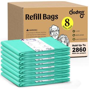 Adult Diaper Liner Refills Compatible with Janibell Akord 280 Slim 8 Pack for 2860 Diapers(Extra 10% Length&30% Thickness) Incontinence Disposal System Plant Scent to Eliminate Waste/Odor Resistant