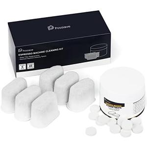 possiave Espresso Machine Cleaning Tablets and Filters for Breville Espresso Machines (40 Tablets + 6 Filters) - 1.5 Gram Cleaning Tablets & Replacement Water Filter - Espresso Cleaner Accessories