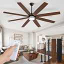 72 Inch Ceiling Fans with Lights, Large Black Ceiling Fans with Remote, Farmhouse Modern Ceiling Fan Fixtures with Bright LED Light for Living Room, Bedroom, Kitchen