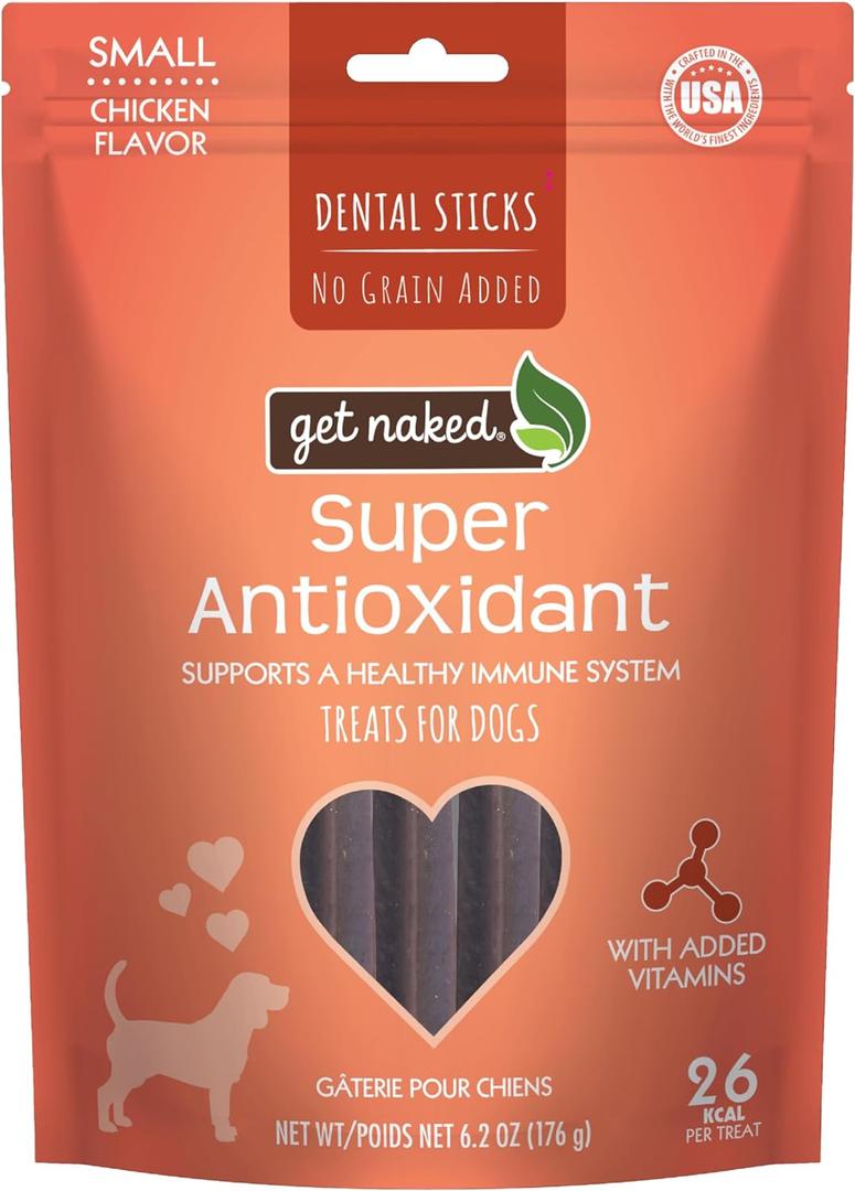 Get Naked Grain Free 1 Pouch 6.2 Oz Super Antioxidant Dental Chew Sticks, Small (EXP 10/01/27)