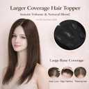 Hair Toppers for Women Real Human Hair, 360 3D Human Hair Toppers for Women with Thinning Hair Upgrade Middle Part Clip in Bangs (Dark Brown(Big Coverage), 12 Inch-3D-Wispy)