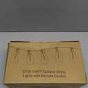 Brightever LED Outdoor String Lights with Remote, 100FT Commercial Grade Waterproof Outdoor Patio Lights, 30+2 ST38 Dimmable Edison Bulbs, 2700K Warm White Rope Light for Outside, Low Voltage 24V