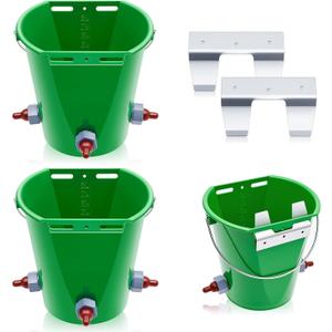 2 Pcs 8L Lamb Milk Feed Bucket Multiple Teat Large Capacity Detachable Nipple Plastic Goat Milk Feeding Bucket Green Animal Feed Pot Lamb Feeder Bottle for Farm Sheep Livestock Cattle Animal(3 Mouths)