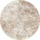 6ft Round Area Rug - 6X6 Abstract Washable Large Soft Foldable Non Slip Rug Neutral Modern Low Pile Carpet for Living Room Bedroom Nursery Dining Room Farmhouse Home Office Indoor - Brown