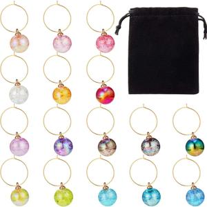 WILLBOND 16 Pcs Christmas Wine Glass Charms for Stem Glasses Funny Wine Charm Markers Drink Tags Reusable for New Year Holiday Tasting Party Favors Christmas Gift Supplies