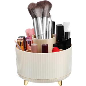 Makeup Brush Holder Organizer 360  Rotating Makeup Organizer Makeup Brushes Holder Cosmetic Container Divided Make up Brushes Cup Makeup Brush Organizer for Vanity Desktop