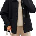 YUCOLEN Womens Fleece Jacket Button Down Sherpa Jacket Long Sleeve Teddy Coat Fuzzy Winter Warm Outerwear with Pockets (Medium, Black)