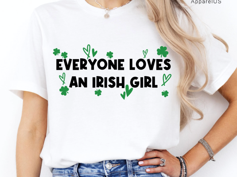 St Patricks Day Shirt Kids-Everyone Loves an Irish Girl Tee Tops Irish Shirts Kids Cute Four-Leaf Clover Tee, 140