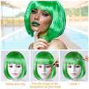 PLULON Dark Green Bob Wig and Sunglass Set, Neon Short Bob Wig Sunglass Pack Costume Colorful Cosplay Wig Hairpieces for Bachelorette Neon Party Favors, Halloween Decorations