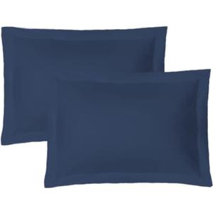 iMaylex Soft and Breathable 100% Egyptian Cotton Envelope Pillow Shams, Silk Like and Cozy Decorative Pillow Covers, Set of 2, Navy Blue, Queen