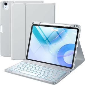 Harvopu Compatible with iPad Air 11inch/ 10.9" Air 5th 4th Generation Case with Keyboard  Backlit Detachable, Folio Cover with Pencil Holder for iPad Air 11 Inch M3/M2, Air 5/ Air 4 (Gray)