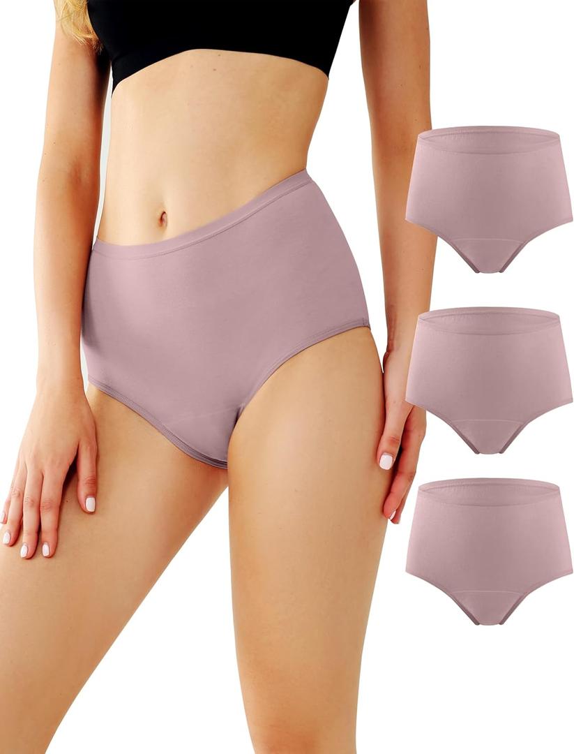 BATTEWA Leak Proof Underwear for Women Washable, Incontinence Underwear Absorbency Cotton Panties Bladder Leakage Protective 50ML(Blush,2X-Large,3-Pack)