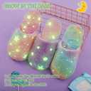 Kids Slippers Luminous Night Lights Warm Plush for Boys Girls House Indoor Shoes (8.5-9.5 Little Kid, Purple)