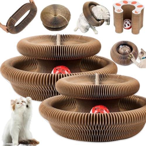 2PCS Kitty Curls Cat Toy,Magic Organ Cat Toy,Cat Scratcher for Grinding Claw Cardboard Cat Toys,Interactive Scratch Pad with Toy Ball00