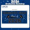 2 x Graduation Decorations 2026 - Blue Polyester Graduation Backdrop - Graduation Party Decorations - Congrats Grad Banner - Graduation Decorations Class of 2026,Graduation Party Favors Supplies Yard Sign