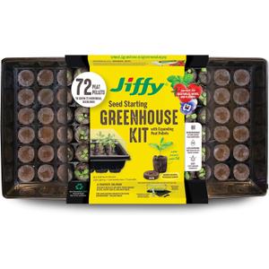 Jiffy Seed Starter Tray Kit, 72 Cell 36mm Peat Pellets with Bonus SUPERthrive and Plant Labels