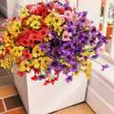 Geegoods Artificial Mums Flowers for Outdoors, 16 Bundles UV Resistant Fake Plastic Colorful Mix Flowers for Patio Porch Spring Summer Decor